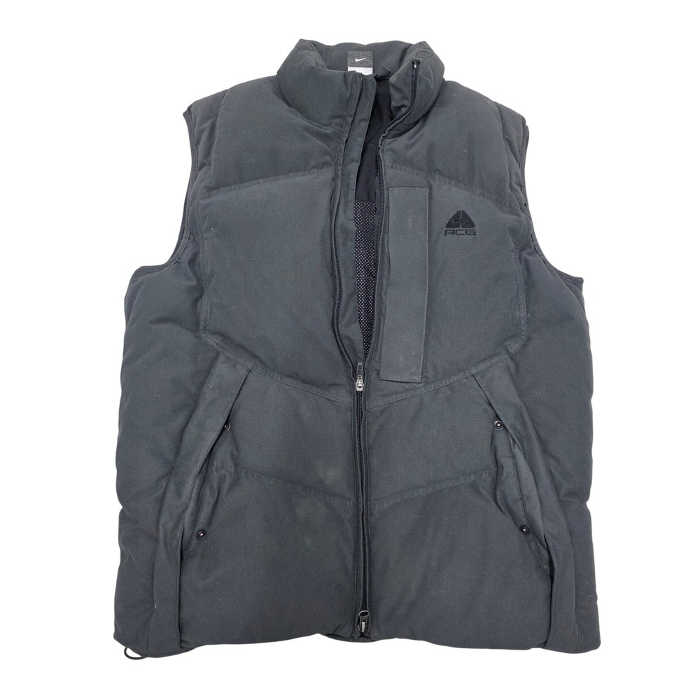 Nike ACG Vintage Down Puffer Vest Charcoal Grey Mens Large Gorpcore Full Zip
